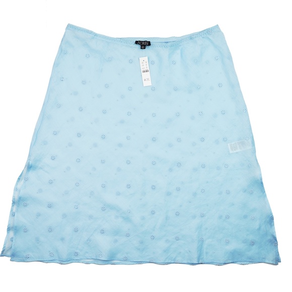 New J.CREW Size XXL Eyelet Slip Skirt in Ramie in Calm Blue $118 CJ815 - Picture 5 of 7
